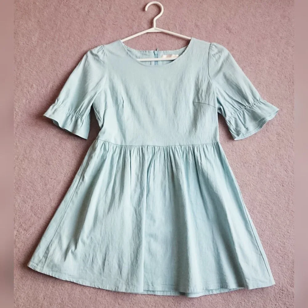 Pastel Blue Mini Dress & Suspender Skirt Set - Picture 5 of 11